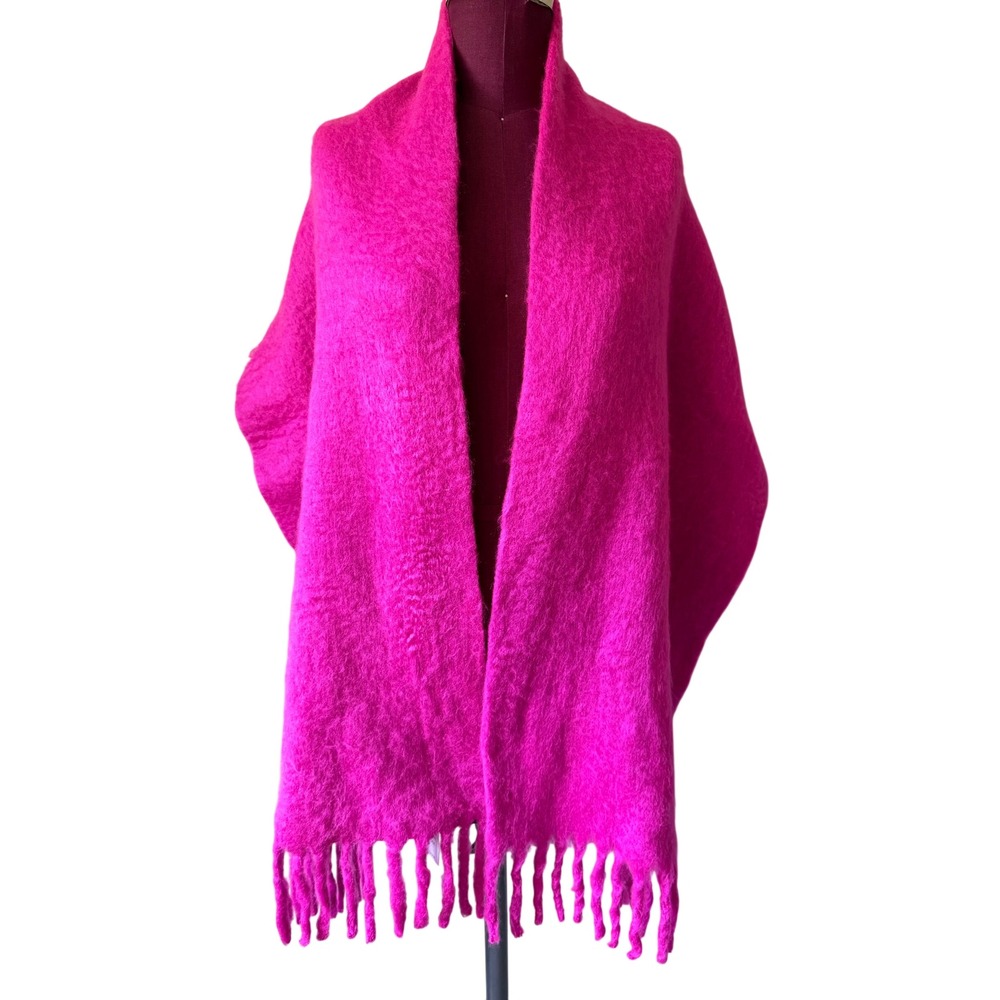 Talbots Scarf Wrap NEW Fuzzy Fringe Knit Pink OS